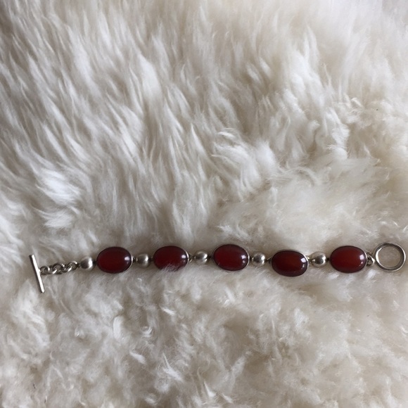Mexico signed carnelian silver T8-118 bracelet
